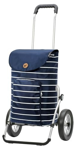 Andersen Einkaufstrolley - klappbar - 47 Liter - Aufhängung für Einkaufswagen - belastbar 50 kg - Aluminium - Trolley - Metallspeichen-Rad Ø 25 cm - Royal Shopper Mia blau