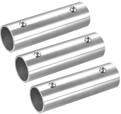QUARKZMAN 3 Piezas Conector de Tubería Recta Acero Inoxidable 304 | Conector de Tubo de Barandilla de 2 Vías de 100 mm de Longitud, para Barandillas de 1 25 mm de Od