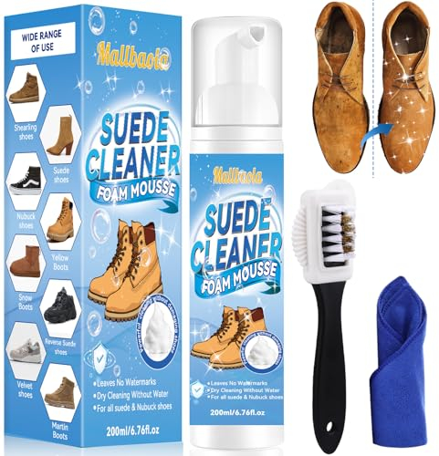 Pulisci scarpe, 200ml pulizia scarpe scamosciate, Detergente per Allenatori con Spazzola, kit pulizia scarpe, Detergente per Sneakers per Scarpe Bianche Stivali in Maglia Allenatori Pelle Nabuk