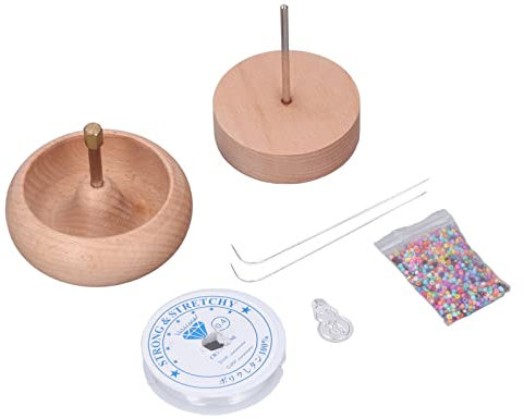 Miokycl Bead Spinner DIY Bead Turning Bowl 10 Cm Kit de Herramientas de Enhebrador de Cuentas Manual de Madera para Fabricación de Joyas