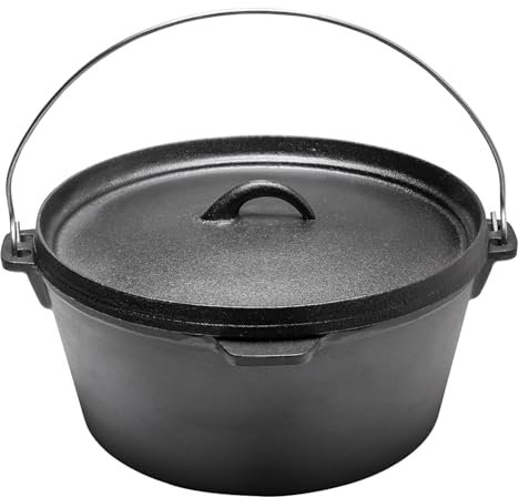 Warmiehomy Cast Iron Pot,7L Pre-Seasoned Cast Iron Dutch Oven with Lid,Dutch Oven Cooking Pot for Camping Cooking Baking