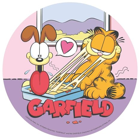 Dekora - Décoration Comestible pour Gâteau d'Anniversaire pour Enfants - Disque Gâteau Garfield 20 cm - Décoration de Gâteau de Gaufret Sans Gluten, Sans Lactose - Convient aux Végétariens