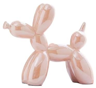 YOYUMI Scultura cane palloncino Ornamento elettrolitico, statua in ceramica lucida per soggiorno, camera da letto, vetrine e arredamento per ufficio, 22 * 18 * 8 cm - Cane palloncino rosa