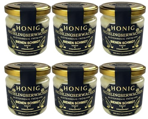 6x Original Deutscher Honig Frühtracht 250g im Glas cremig gerührt Regionales Produkt aus Oberfranken (Nord-Bayern) Honig rein und natürlich