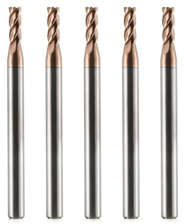 Lot de 5 fraises en carbure de tungstène de 3 mm avec 4 tranchants - Revêtement AlTiN 55HRC pour CNC haute performance (applications de perçage/fraisage/plongée)