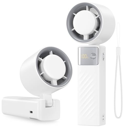 DDHTSAL Mini Ventilador Portátil - 4000mAh Ventilador de Mano/Mesa,1-199 Velocidades,USB Recargable Fan,Pliegue 115°,Pequeño Ventiladores Bolsillo con Batería,Uso Inalámbrico 20H,para Viajes Oficina