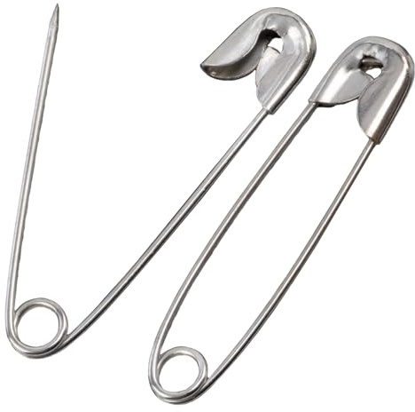 AERZETIX - Förpackning med 110 klassiska säkerhetsnålar 28 mm - i metall - färg silver - för sömnad, textilarbeten, smyckestillverkning, dekorationer, DIY
