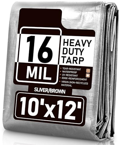 3x4 m Heavy Duty Tarp 16 Mil, 140 GSM Waterproof Tarpaulin with Reinforced Edges and Rust-Proof Grommets, Multipurpose Cover Sheet UV Resistant for Market Stalls, Car, Boat, Outdoor Pool, Camping