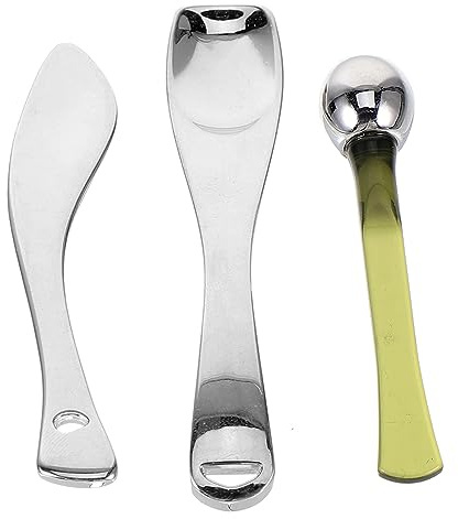 WRITWAA 3 Stück Kosmetikspatel Kleiner Cremelöffel aus Metall für Augen und Gesichtscreme Glatter Applikator für Lotionen Make Up Zubehör für Gleichmäßiges Auftragen