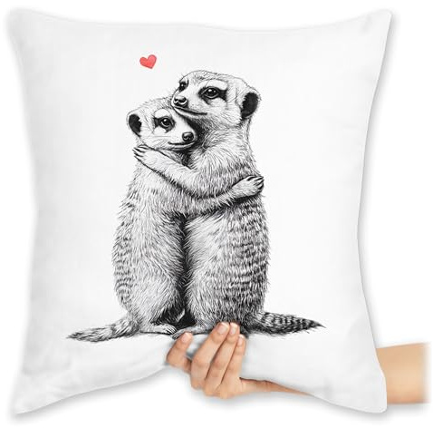 Shirtracer Kissen 40 x 40 cm - Ich Liebe Dich Geschenke Erdmännchen Paar Geschenk Pärchen Geschenke Liebe I Paare Geschenk - 40 x 40 cm - Weiß - mit für Herz