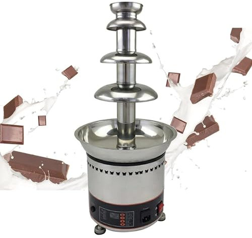 SGKOMN Fontaine à Fondue au Chocolat 4/5/6/7 Niveaux, Machine à Cascade de Chocolat Commerciale en Acier Inoxydable 304, avec contrôle de température, pour Ranch, Sauce Barbecue, fromag (4Tier)