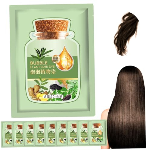 Toce per capelli vegetale naturale 10pcs a lungo duratura da 30 ml di tintura a bolle da 30 ml pianta di bolle leggera colorante veloce, marrone castagne