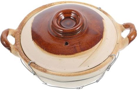 CLISPEED Cazuela de Barro con Asa Olla de Cocina Pequeña Resistente Altas Temperaturas para Arroz Estofados y Sopas Fácil Limpieza y Diseño Práctico para Uso Doméstico