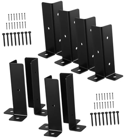 TOBBOMEY 8 Sets Heavy Duty Metal Wood Post Base Plates with Screws Patio Deck Post Anchor Brackets for Gazebo Fence Railing Support Easy Setup Stable Outdoor Pavilion Deck Bases