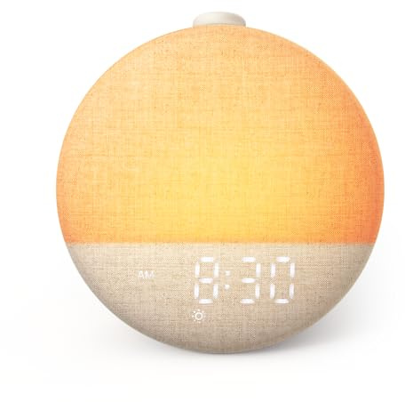 Dreamegg Sunrise 2 - Sunrise Alarm Clock, Sound Machine for Sleep, Favorites Mode, Sleep Routines, Dimmable Night Light, 29 Soothing Sounds, White Noise Machine, Wake Up Light for Bedrooms (Cream)