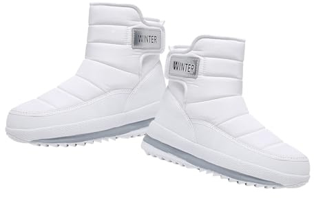 Stivali Alti con Tacco Anfibi Donna Polpaccio Largo Invernali Lacci Stivaletti in Pelle Bassi Scarpe Flamenco Bianco 45