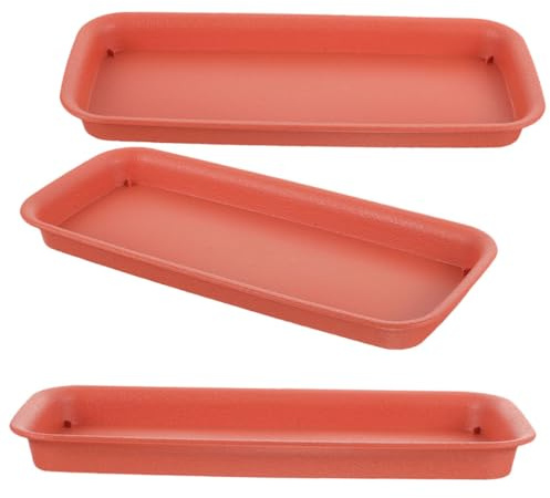CIYODO Set da 3 Sottovasi Rettangolari in Plastica Resistente per Vasi da Fiori Vassoi per Piante in Vaso Anti-Perdita per Interno ed Esterno Vassoio per Acqua per Piante Bordo Alto