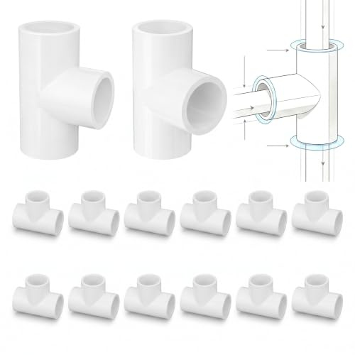 12 Pezzi Raccordi per Tubi a T, Connettori per Tubi per Mobili a 3 Vie in Plastica PVC, Raccordo per Tubi per Struttura di Supporto da Giardino per Scaffali Fai-Da-Te (32 mm)