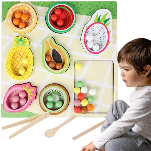 Obstordnerspiel - Interaktive Entwicklung der Motorik Mit Sicherem Holz - Farbklassifizierung Obst Spiel Küche | Für Kinder und Mädchen im Vorschulalter