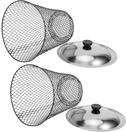 WRITWAA Lot de 2 Poubelles à Compost Métalliques Enterrées avec Couvercle Ventilé, Bac à Compost Extérieur Robuste pour Déchets de Jardin Cuisine, Lombricomposteur pour Compostage Aéré