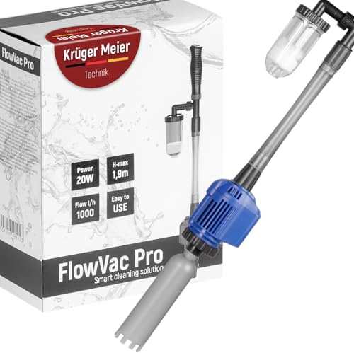Krüger Meier Aquarium Mulmsauger mit Pumpe – Gravel Cleaner & Wasserwechsel Set FlowVac Pro für Aquarium Reinigung
