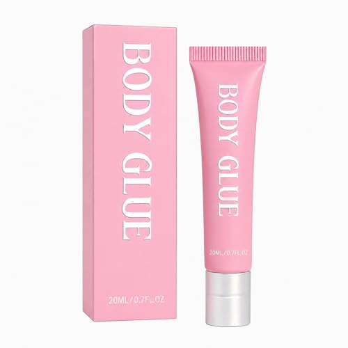 Body Glue for Clothes, Clear Invisible Strong Hold Skin Glue, Skin-Friendly, Sweat-Resistant & Easy to Wash, for Dresses, Deep V-Necks, Dance Costumes & Strapless Outfits 20ml (1, Pink)