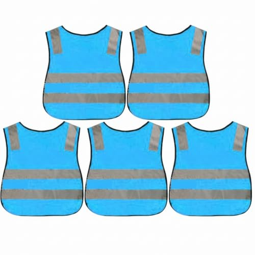 Chaleco de seguridad para niños, chaleco reflectante de alta visibilidad de 5 piezas, Os azul