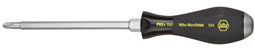 Wiha 53425 Phillips Screwdriver, Heavy Duty with MicroFinish Handle and Steel Striking Cap, 3 x 150mm