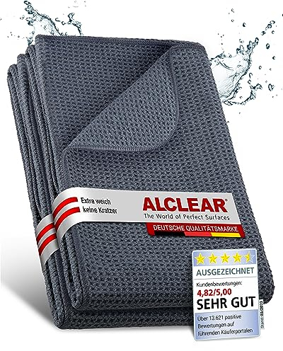 ALCLEAR 820901M_2 Chiffon microfibre, XXL 2 pièces 80x55 cm, absorbant, sans rayures, sans peluches, sans traces, pour peinture, verre, plastique - conçu en Allemagne - entretien auto & lavage à la ma