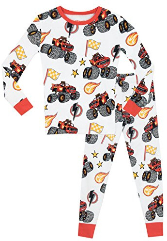 Blaze est le Monster Machine - Ensemble De Pyjamas - Blaze & the Monster Machines - Garçon - Bien Ajusté - Blanc - Taille 3 - 4 Ans