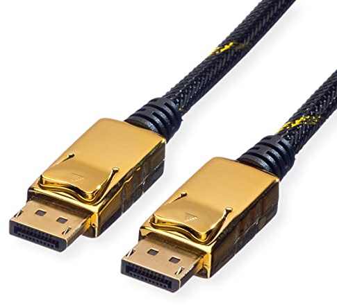 ROLINE GOLD câble Displayport - transmission de l'écran • projecteur • carte graphique - manteau en nylon noir - DP M/M mâle - mâle 3 m