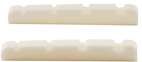 Musiclily 38mm Bass Knochen Sattel Bone Nut Flache Unterseite für 4-Saiter Precision/Jazz Bass E-Bass,38x3,5x5mm (2 Stück)