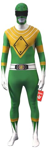 Morphsuits - Original Power Rangers Pour Hauteur 165-180 cm - Vert - Taille L MLPRGL | Combinaison Intégrale Verte à Cagoule, Fermeture Éclair, Parfait pour Halloween, Idéal pour le Cosplay