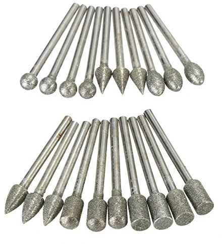 EsportsMJJ 20Pcs 3 mm Vástago Diamante Molienda Fresas Brocas para Herramientas Rotatorias Dremel