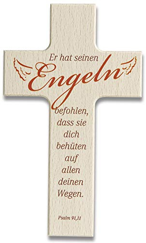 Christliche Geschenkideen Kinderkreuz Holzkreuz (Holzkreuz - Er hat seinen Engeln befohlen)