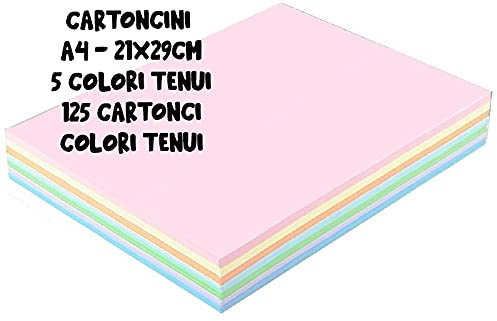 NikOffice Risma Papier Premium 125 feuilles colorées pastel A4 210 x 297 mm 160 g/m² Couleurs assorties