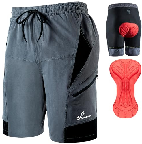 Sportneer MTB-Shorts för Män, 3D Vadderade Mountainbike-Shorts, Cykel Sport Shorts för Cykling i Full Längd