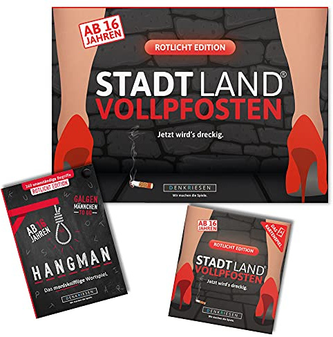 DENKRIESEN Trio Rotlicht Edition | SLV Spielblock, Kartenspiel | Spielblock, Kartenspiel und Rätselspiel in einem Set für abwechslungsreiche Partyspiele und Spieleabende.