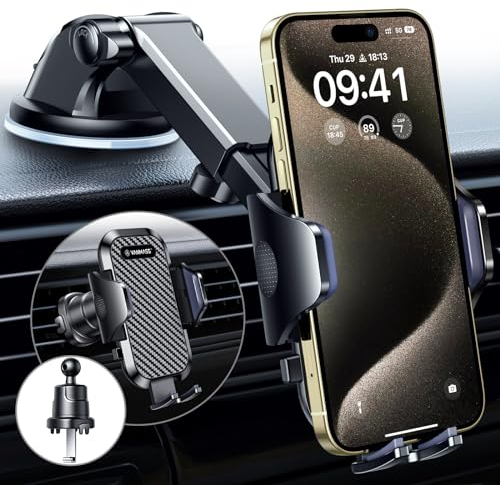 VANMASS 2025 BEST Car Phone Holder [Upgraded Suction & Clip] Rotatable Universal Mobile Phone Mount Dashboard Windscreen Vent Cradle, Van Stand Accessories for iPhone 17 Pro Max 16 15 14 13 12 Samsung
