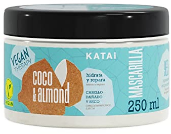 Katai Coconut & Almond Cream mascarilla cabello 250 ml: Nutrición Vegana para Cabellos Sensibles.Repara e hidrata cabellos dañados y secos ¡Suavidad sin Sulfatos ni Parabenos!