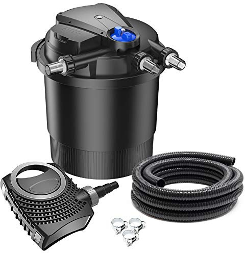 SunSun Komplettset: CPA-20000 Teichdruckfilter bis 40000 L mit 36 Watt UV-C Teichklärer, NEO6000 SuperEco Teichpumpe 6000l/h 40W, 5m Teichschlauch 38 mm (1 1/2), Schlauchschellen W1 44-47mm