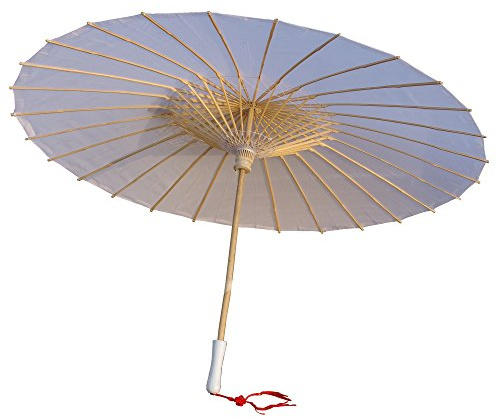 AEAOA Plain Bamboo Cloth Parasol Umbrella Great for Wedding Party Favor (WHITE)