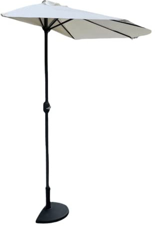 eacommerce Mezzo Ombrellone a Parete da giardino Mezzaluna 270 cm in Alluminio con Base INCLUSA