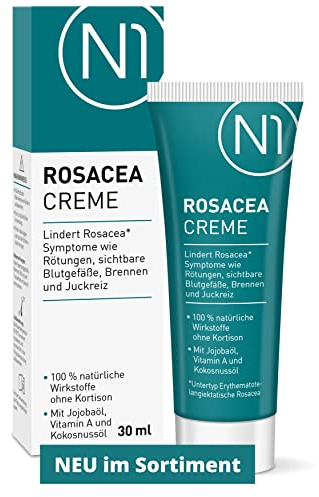 N1 Hautrötungen Pflegecreme 30 ml - Lindert Rötungen & Sichtbarkeit von kleinen Äderchen, ebenmäßiges & strahlendes Hautbild - Creme bei Rötungen im Gesicht - 100% natürliche Wirkstoffe ohne Kortison