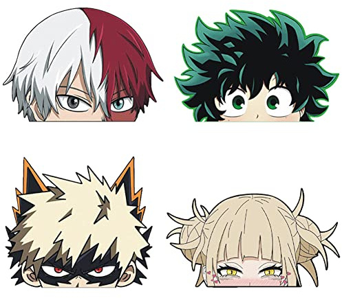 Roffatide Anime My Hero Academia Auto Aufkleber 4 Pcs Lustige Auto Aufkleber Wasserdichte Aufkleber für Auto Motorrad Laptop Skateboard Dekoration