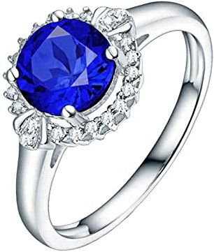 Epinki Diamantring Weißgold 750 18 Karat, Echt Trauringe Eheringe Verlobungsring Tansanit 1.26ct Sonne Frau Ringe mit Diamant Gr.60 (19.1)