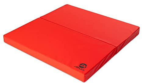 Jeflex - rote klappbare Weichbodenmatte & Turnmatte 100 x 100 x 8 cm MADE IN GERMANY/faltbare Gymnastikmatte/platzsparende Fitnessmatte & faltbare Yogamatte/dicke Sportmatte für Kinderzimmer