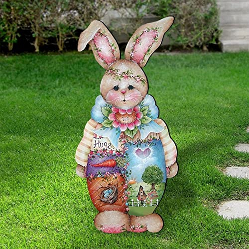 Osterhase Osterdeko Hase Gartendeko Figur Vintage Deko Frühling Gartenstecker Osterstecker Handmade Garten Stecker Frühling Deko Ostern Hase Werbeschilder Gartenschilder für (Multicolor, One Size)
