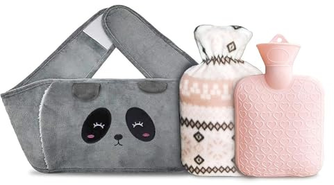 Nenkarn 3 in 1 Wärmflaschengürtel, Tragbarer Panda-Hotwaterbottle-Gürtel für Erwachsene für die Taille bei Periodenschmerzen und für den Körper