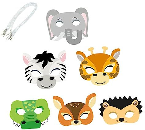 SAFIGLE Einzigartiges Partygeschenk Für Jungen Und Mädchen 12 Tiermasken Kostümmasken Aus Elastischem Seil Für Auftritte Von Jungen Und Mädchen